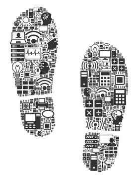 Boot Footprints Composition Icon for BigData and Computing Ilustração Stock