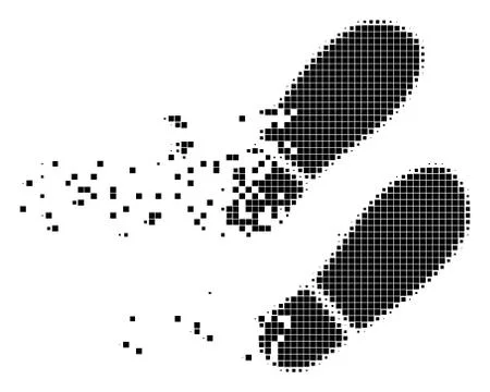 Boot Footprints Damaged Pixel Icon Stock Illustration