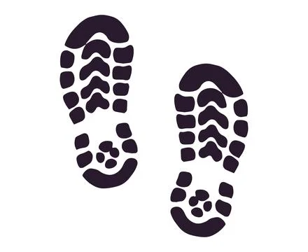 Boot footprints flat icon shoe tracks silhouette Stock Illustration