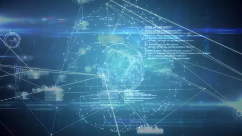 At boot globe emerging in center activating nodes forming and lines linking Stock Footage 312380943