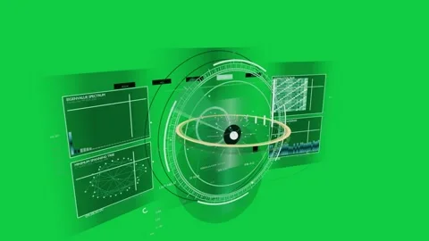 On boot holo HUD rotating and scanning panels filling showing system data on Stock Footage 341869515