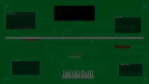 Boot HUD powering on, cycling labels, pulsing nodes, sweeping beam, showing Stock-Footage 329548626