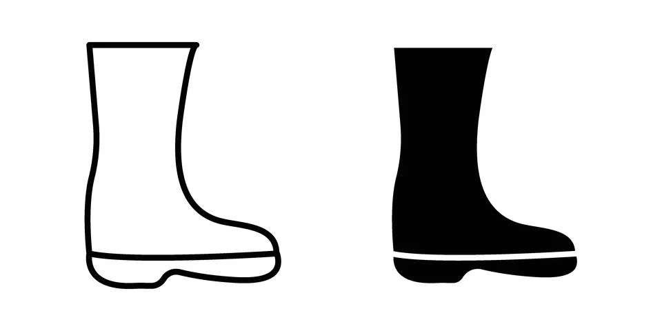 Boot icon drawing lines. Silhouette style vector bundle イラスト素材