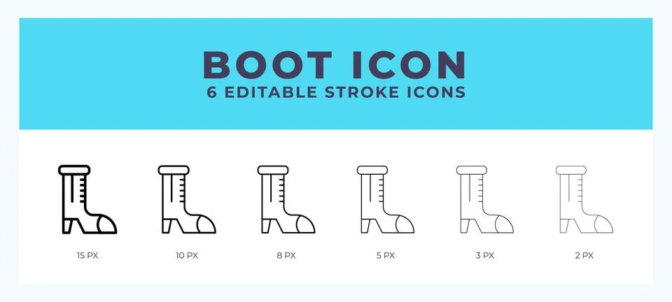 Boot icon set with different stroke. Design elements for logo. Vector illus.. Stockillustratie