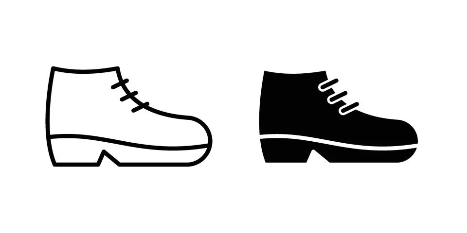 Boot icon silhouette vector set. thin line pack イラスト素材