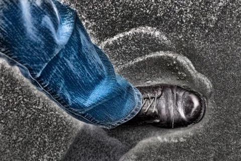 Boot impression on the beach Stock Photos