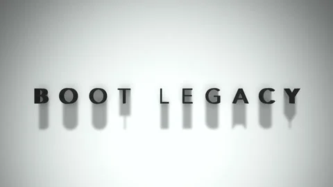 Boot Legacy 3D title animation matte black text on a white background Stock Footage 300715882