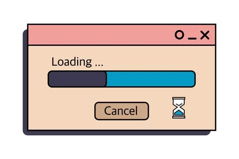 The boot line is an interface element of an old Windows PC from the 90s. In r Stock Illustration