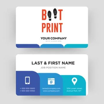 Boot print business card design template, Visiting for your company Stock Illustration