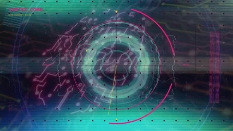 Boot pulse activating VORTEX_CORE rings scanning circuits growing pointer Video stock 334884015