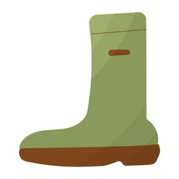 Boot rubber green brown pair elements icon Ilustração Stock