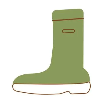 Boot rubber green line pair elements icon Ilustração Stock