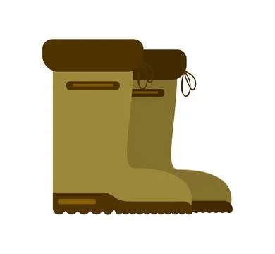 Boot rubber leather hunter shoes hiking green flat Stock Illustration