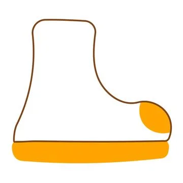 Boot rubber yellow line doodle element icon Stock Illustration