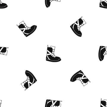 Boot for snowboarding pattern seamless black Illustrazione stock