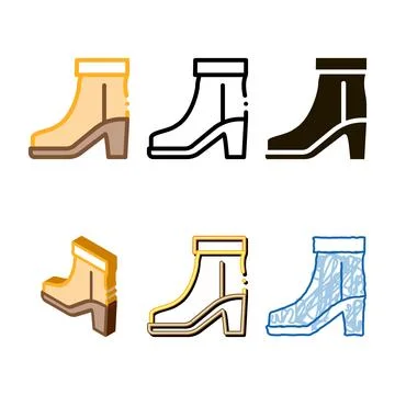 Boot variations shoe icon vector outline Stock Illustration