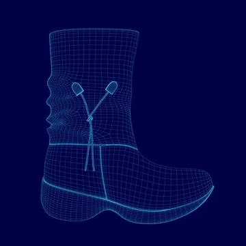 Boot wireframe isolated on blue. 3D. Vector illustration Stock Illustration