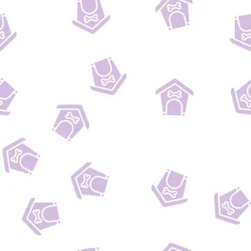 Booth for dog glyph vector seamless pattern Stock Illustration