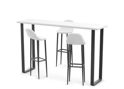 Booth high table and three chairs Illustrazione stock