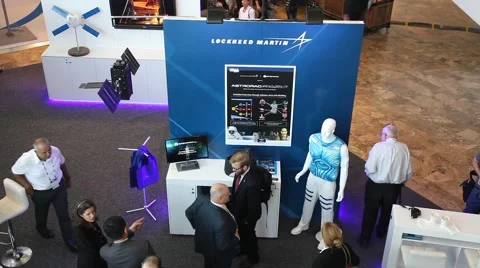 A booth of Lockheed Martin in the exhibition of IAC 2015 Stockbeeldmateriaal 56189270