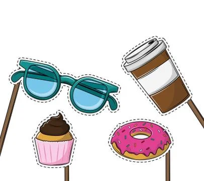 Booth prop party elements Stock Illustration