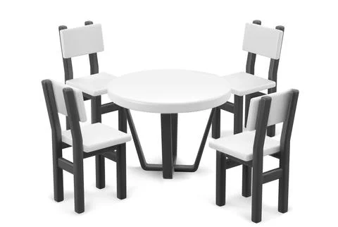 Booth table and chairs made from white plastic Illustrazione stock