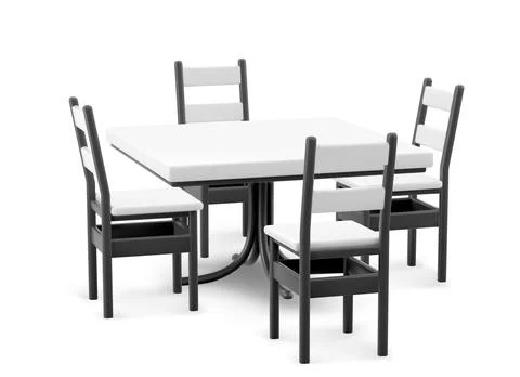 Booth table and chairs made from white plastic Illustrazione stock