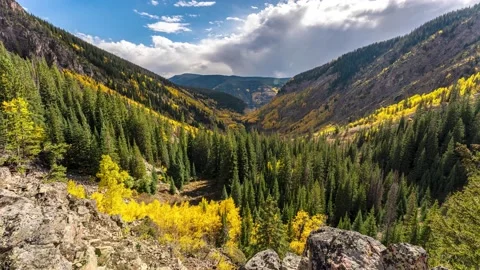 Booth Valley Time Lapse 2 | Vail, Colorado | Autumn | Fall Colors | 7K Timelapse Stock Footage 220043635