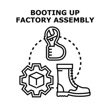 Booting up factory assembly vector illustration concept Stock Illustration