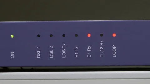 Bootloading modem in rack, blink led Stock Footage 81051753