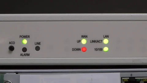 Bootloading modem in server room, blink led 库存影片 81048265