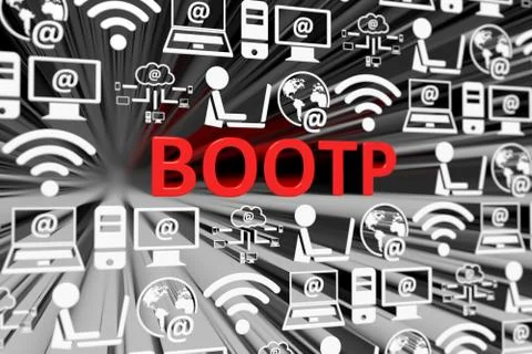 BOOTP concept blurred background 3d render illustration Stock Illustration