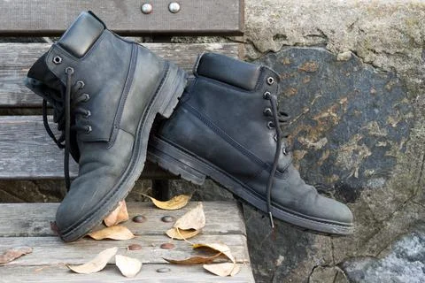 Boots on the bench Stock Photos