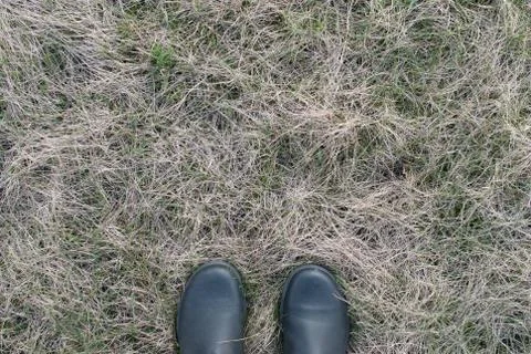 Boots in the field Stock Photos