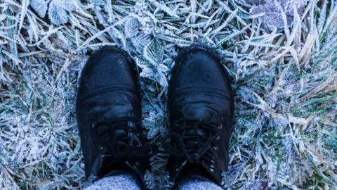 Boots in Frost Stock Photos