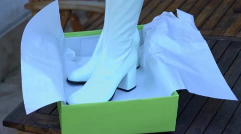 Boots - gift - out of the box Stock Footage 67890038