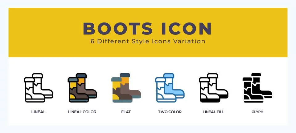 Boots icon set with different styles. Design elements for logo. Vector illu.. イラスト素材