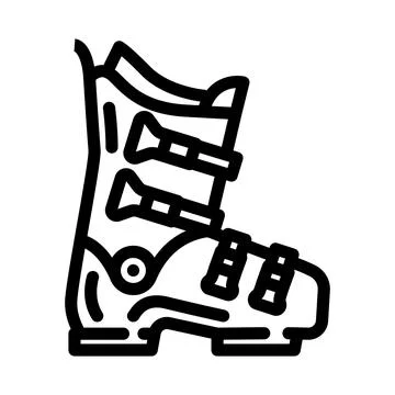 Boots ski mountain winter line icon vector illustration Stock Illustration