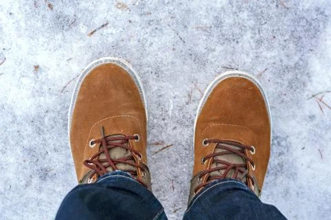 Boots in the snow. Stock Photos
