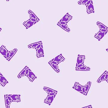 Boots snowboard glyph seamless pattern Stock Illustration