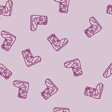 Boots snowboard line vector seamless pattern Stock Illustration