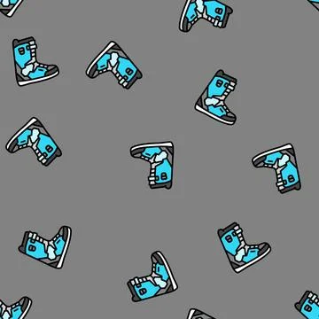 Boots snowboard vector seamless pattern Stock Illustration