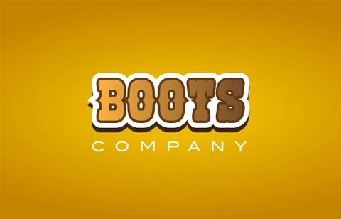 Boots western style word text logo design icon company Stock Illustration