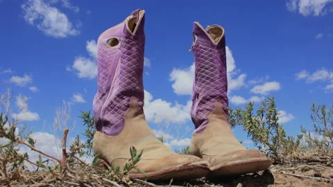 Boots on a windy ridge as summer clouds pass by, 4K. Stock Footage 139719525