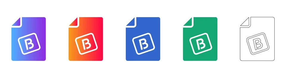 Bootstrap Document Icon Set in Multiple Colors 스톡 일러스트