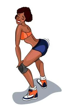 Booty shake. Twerk dance. Black woman. illustration Stock Illustration