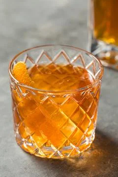 Boozy Cold Bourbon Old Fashioned Cocktail Stock Photos