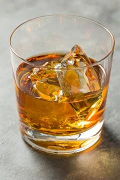Boozy Refreshing Bourbon Whiskey on the Rocks Stock Photos