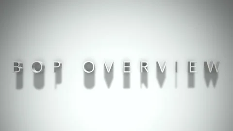 Bop overview  3D title animation white text on a white background Stock Footage 299636573