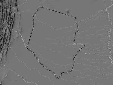 Boqueron, Paraguay. Bilevel elevation map with lakes and rivers イラスト素材